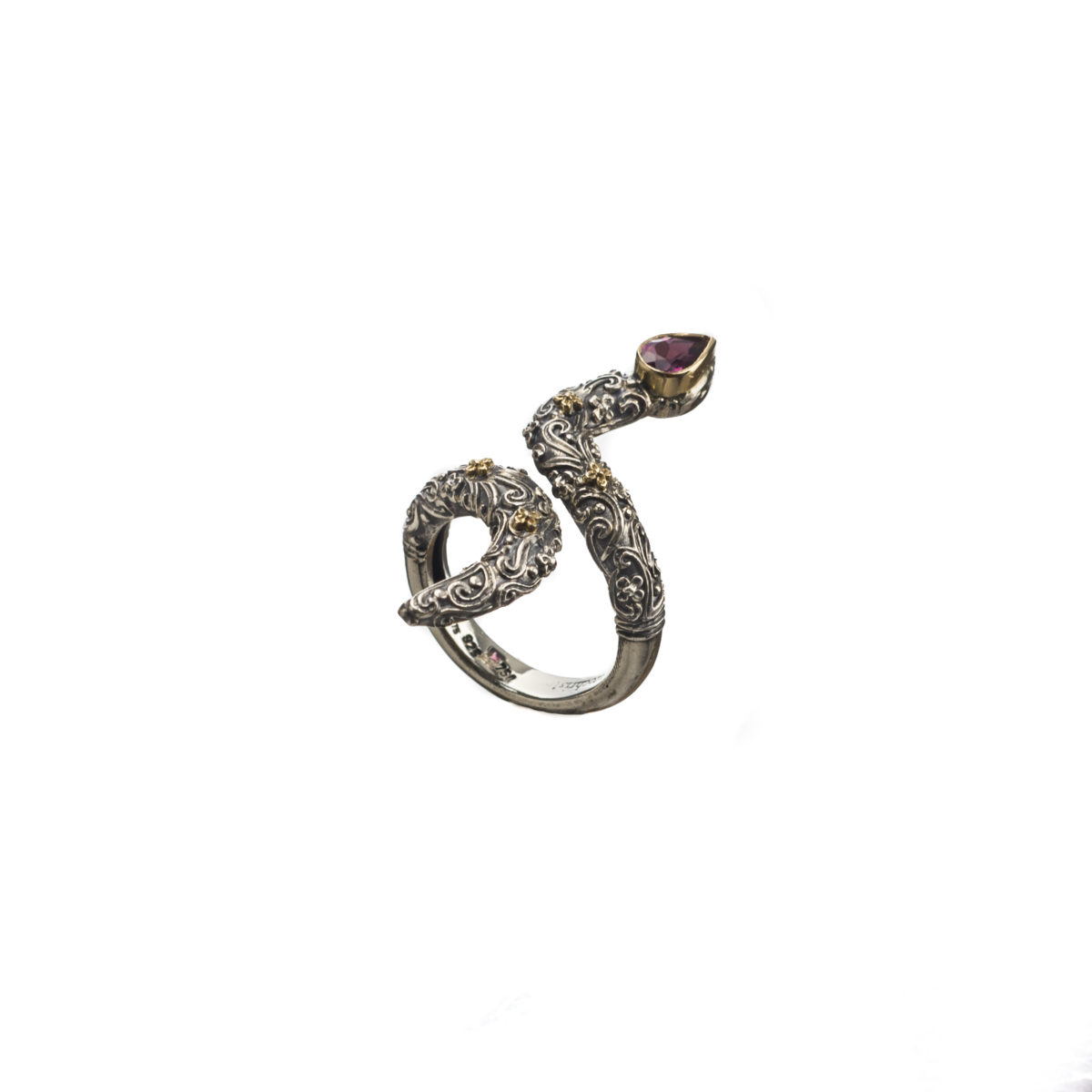 Εντυπωσιακό δαχτυλίδι Gerochristos σε σχήμα φιδιού στολισμένο με ένα πανέμορφο Ροδαλίτη