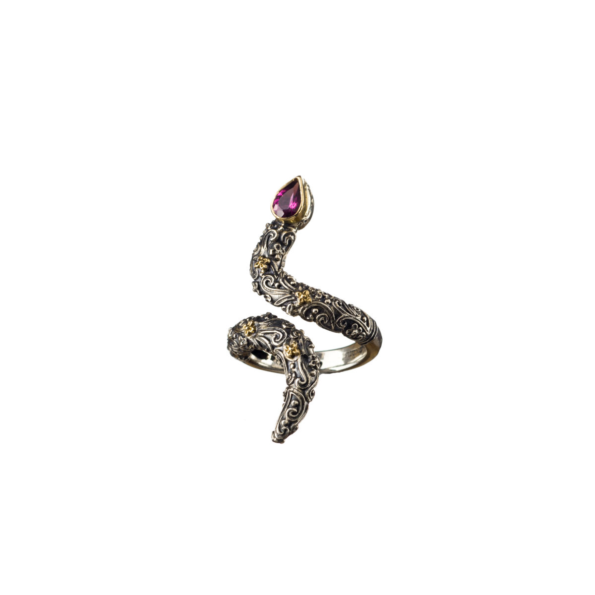 Εντυπωσιακό δαχτυλίδι Gerochristos σε σχήμα φιδιού στολισμένο με ένα πανέμορφο Ροδαλίτη