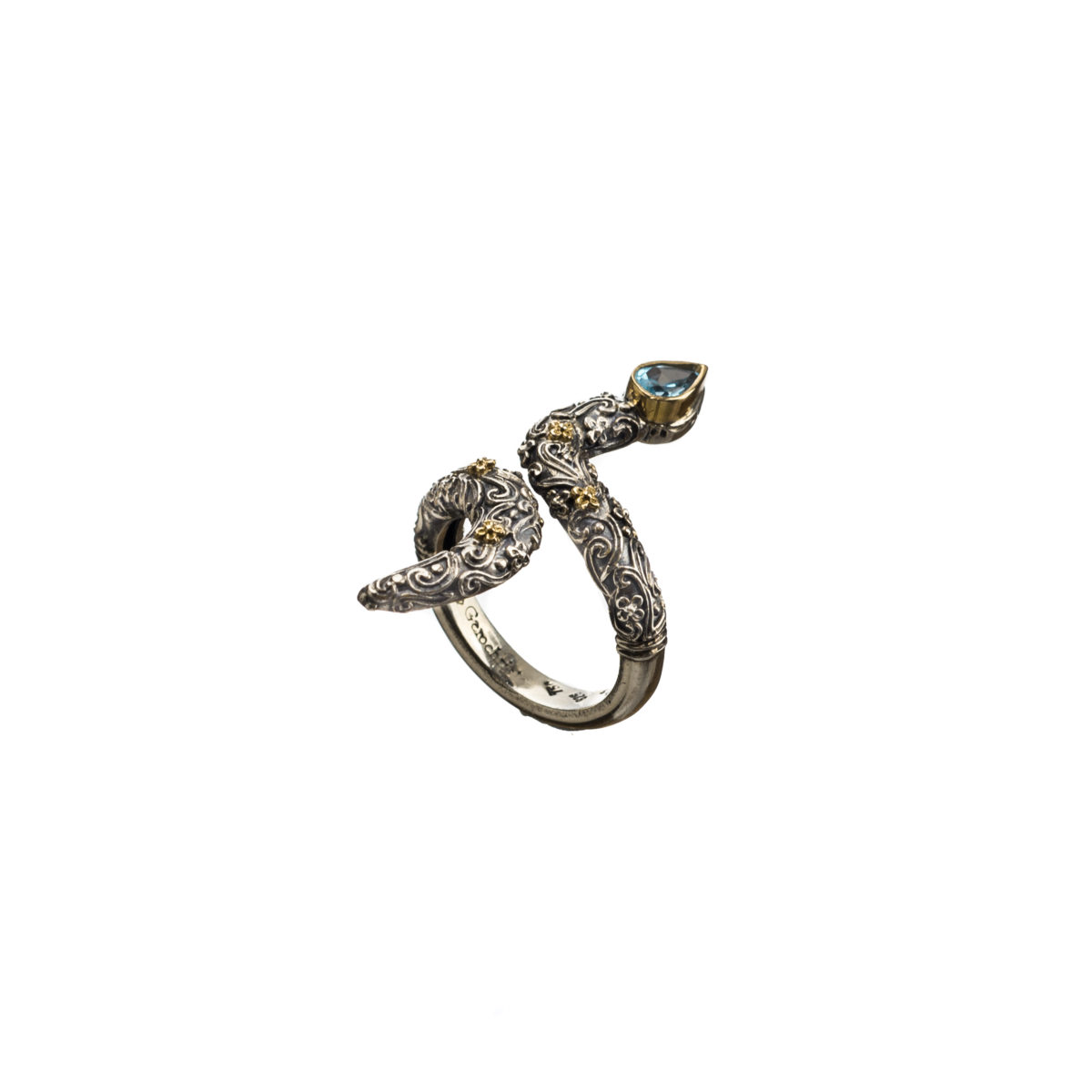 Εντυπωσιακό δαχτυλίδι Gerochristos σε σχήμα φιδιού στολισμένο με ένα πανέμορφο μπλέ τοπάζι