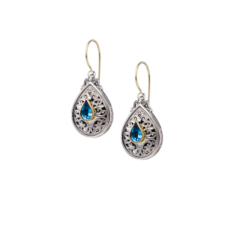 Byzantine solid gold and sterling silver Gerochristo drop earrings
