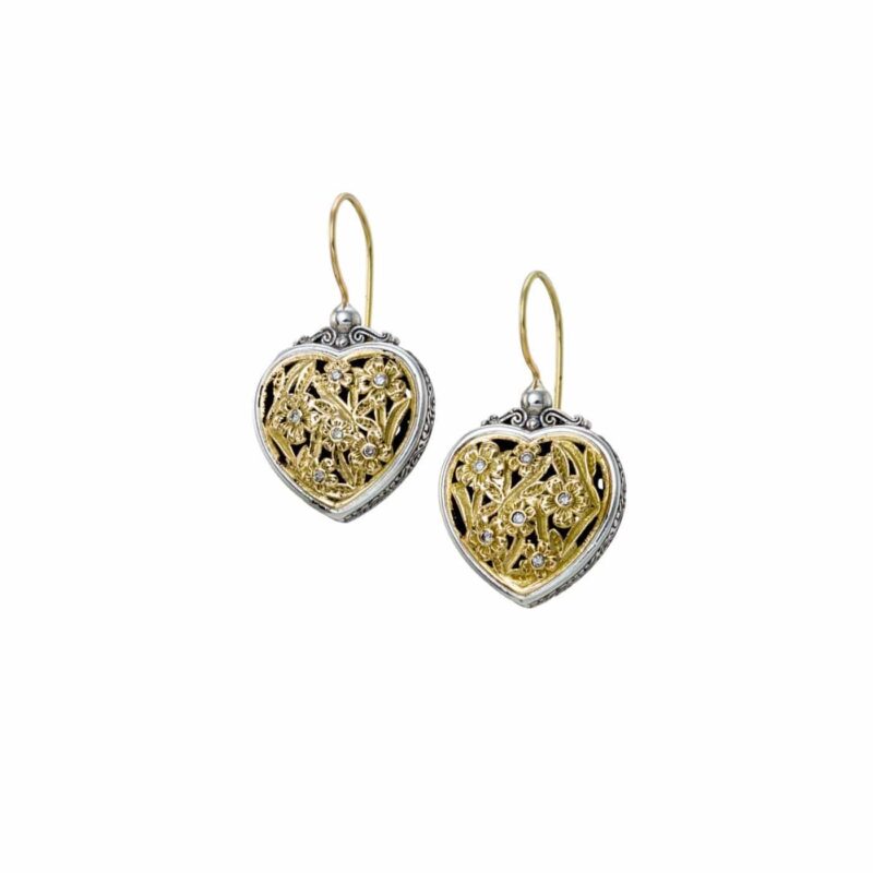 Solid gold and sterling silver Gerochristo filigree drop earrings