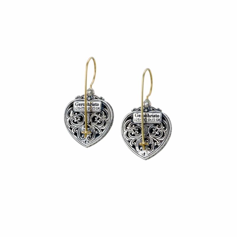 Solid gold and sterling silver Gerochristo filigree drop earrings - Image 2