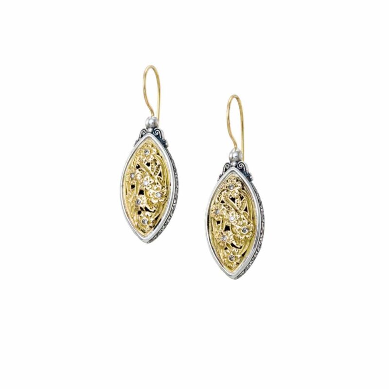 Solid gold and sterling silver Gerochristo filigree drop earrings