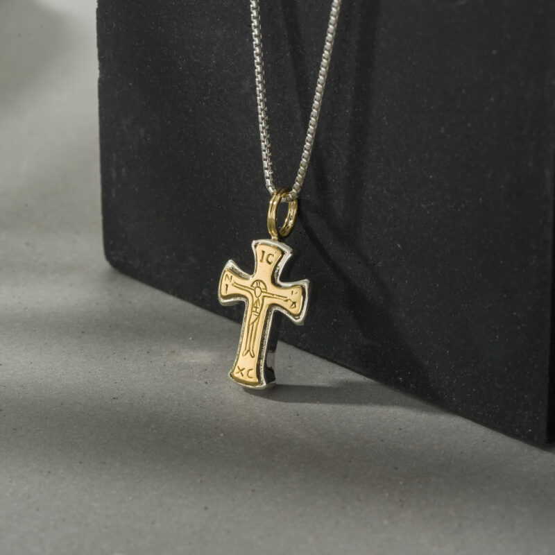 Gerochristo solid gold & silver Byzantine IC XC NI KA cross