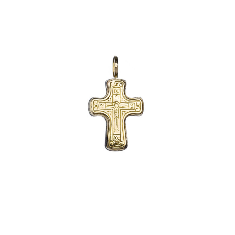Gerochristo solid gold & silver Byzantine IC XC NI KA cross