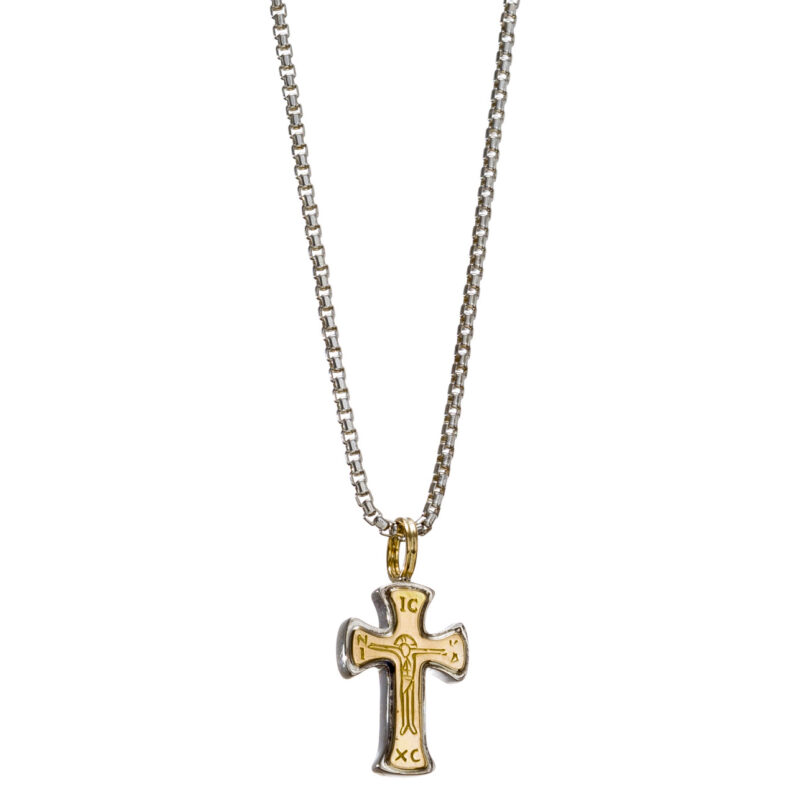 Gerochristo solid gold & silver Byzantine IC XC NI KA cross - Image 2