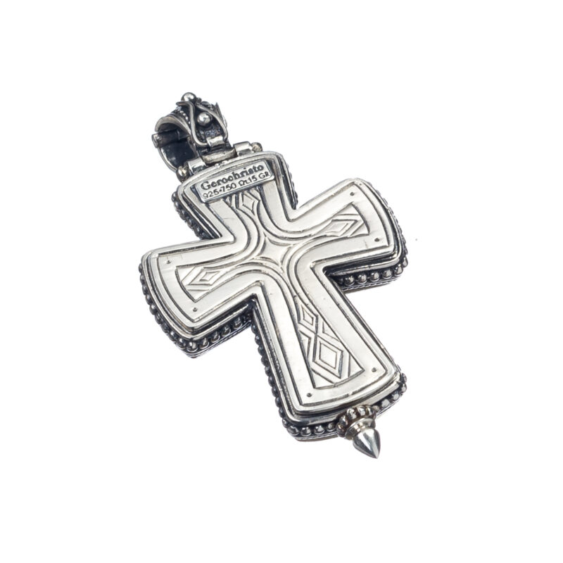 Byzantine Gerochristo solid gold and silver reliquary locket cross - Image 5