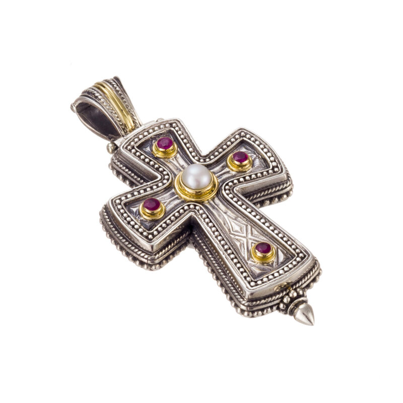 Byzantine Gerochristo solid gold and silver reliquary locket cross