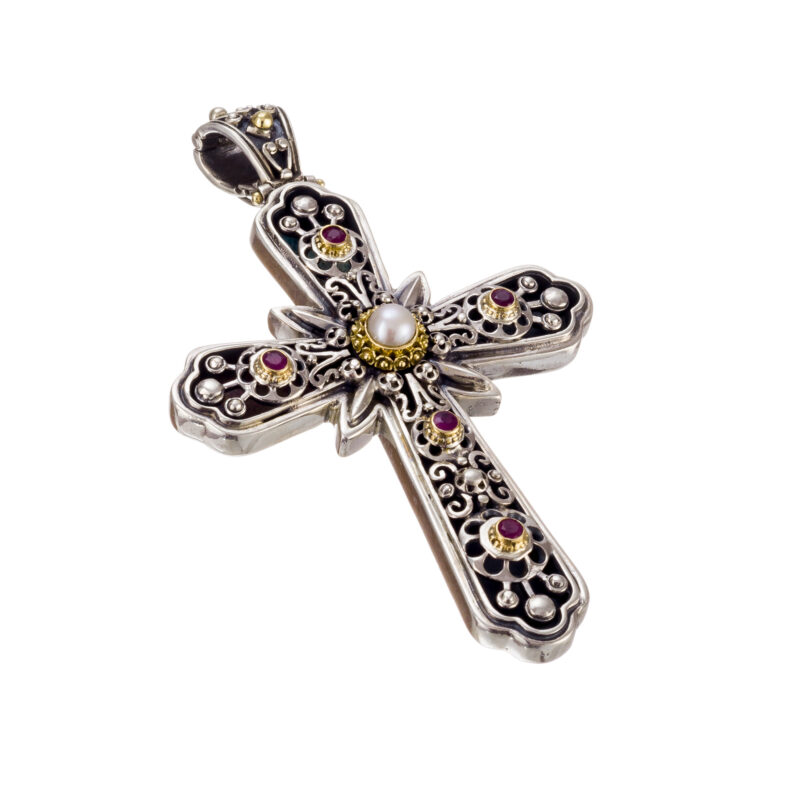 Byzantine solid gold and sterling silver Gerochristo cross