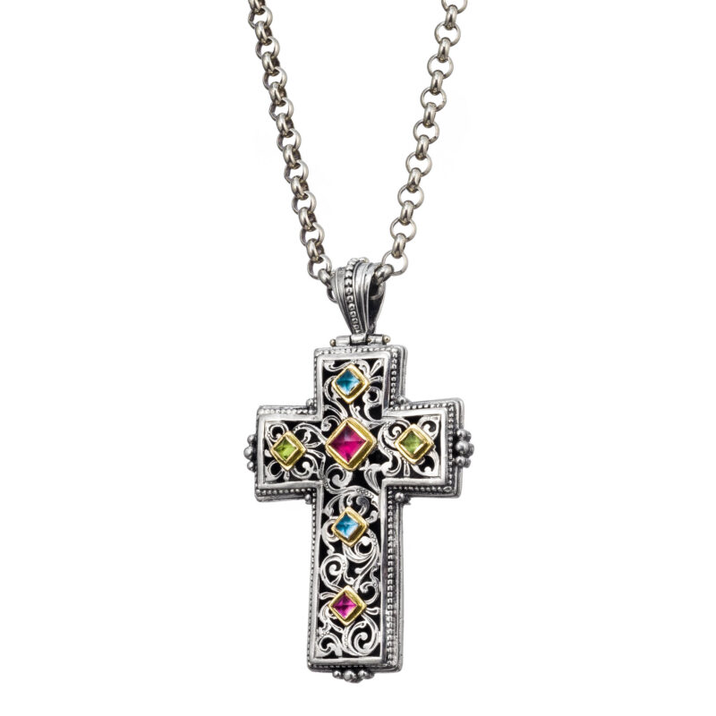 Byzantine solid gold and sterling silver Gerochristo cross