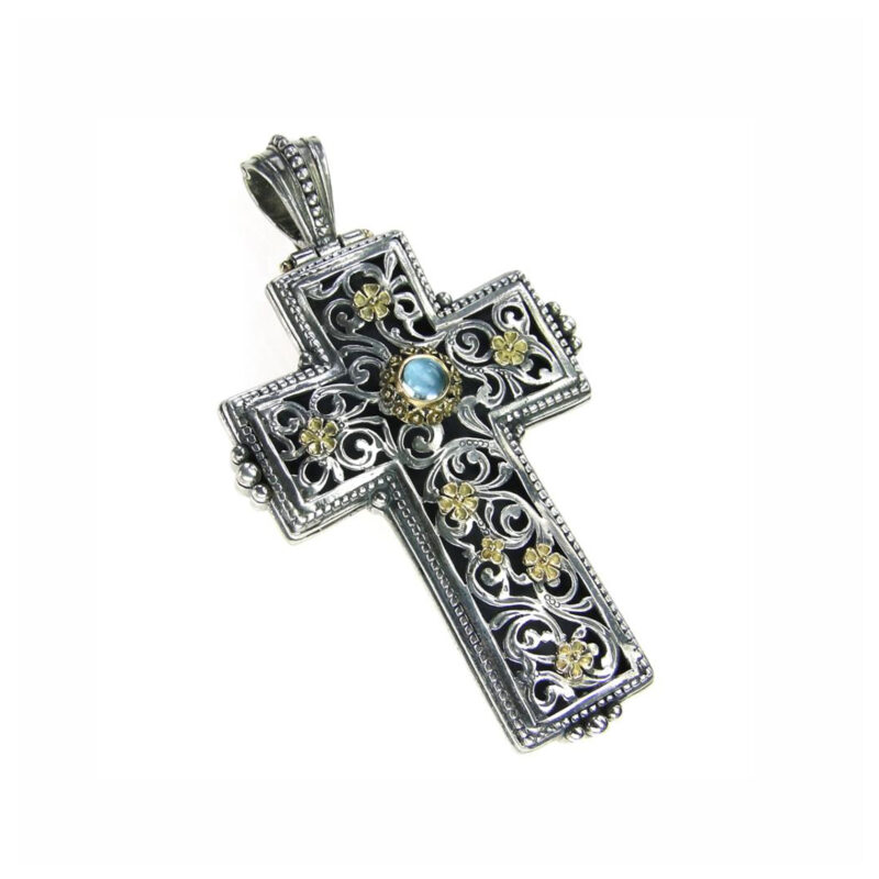 Byzantine solid gold and sterling silver Gerochristo cross