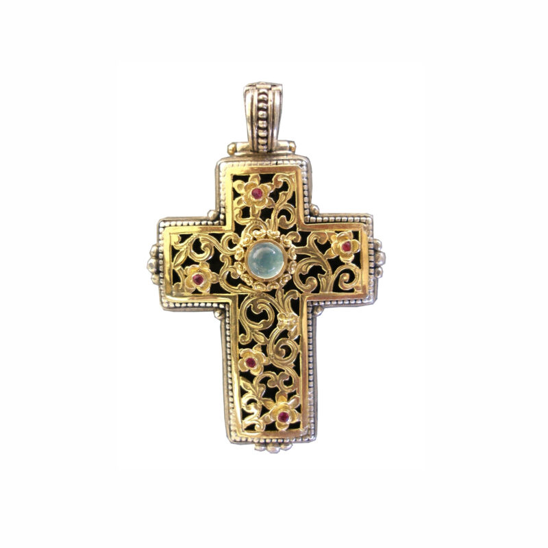 Byzantine solid gold and sterling silver Gerochristo cross