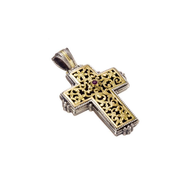 Byzantine solid gold and sterling silver Gerochristo cross