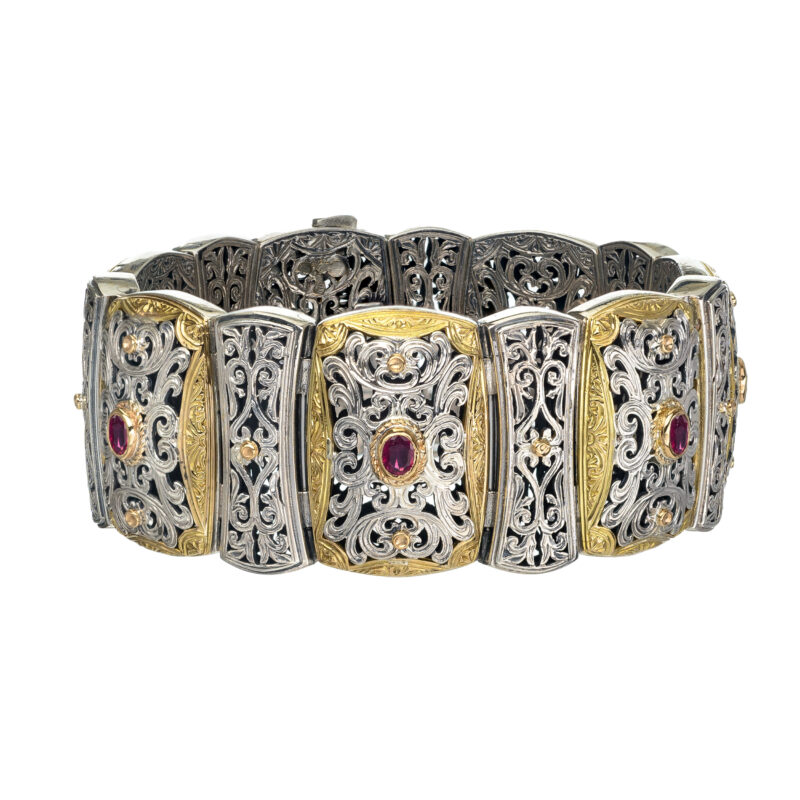 Gerochristo solid gold & sterling silver Byzantine bracelet