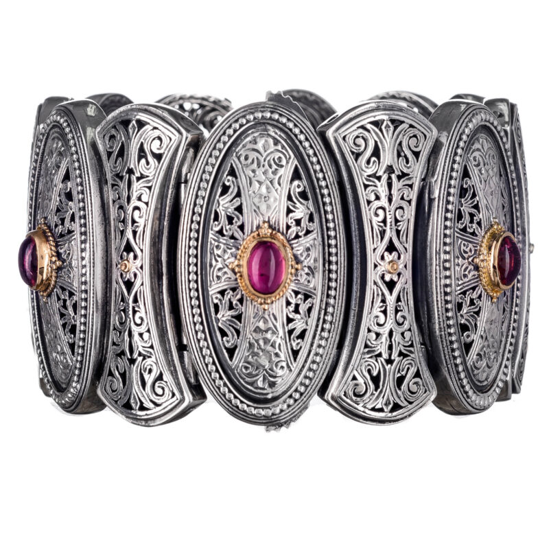 Gerochristo solid gold & sterling silver Byzantine bracelet