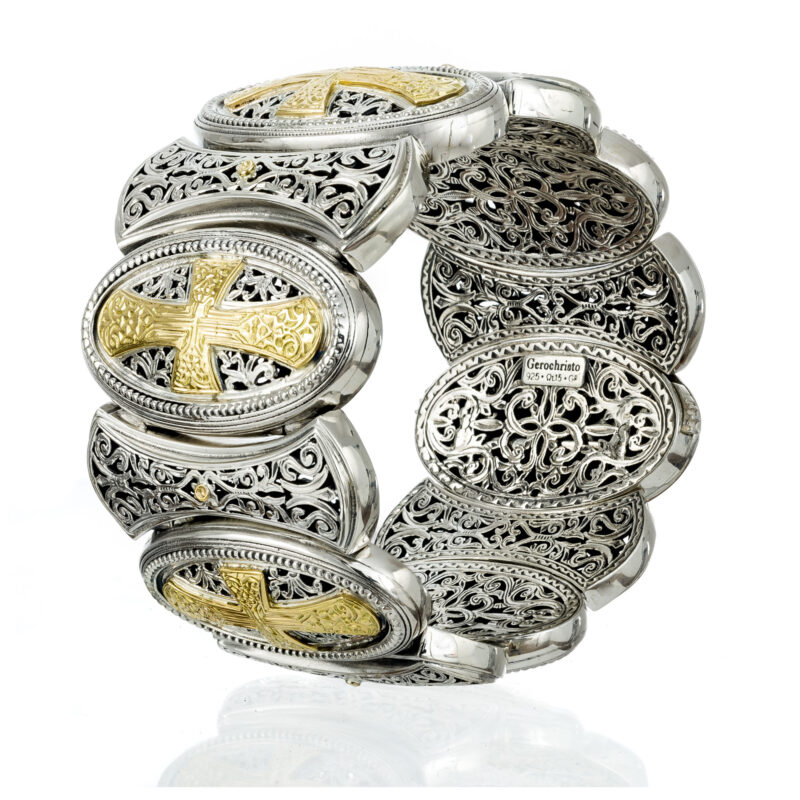 Gerochristo solid gold & sterling silver Byzantine bracelet - Image 3