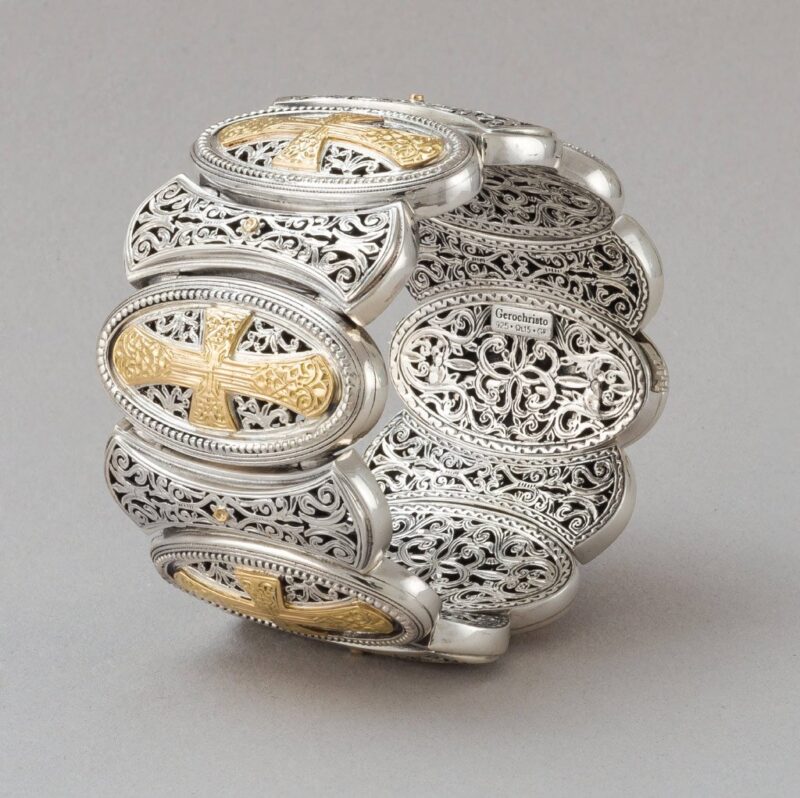 Gerochristo solid gold & sterling silver Byzantine bracelet - Image 2