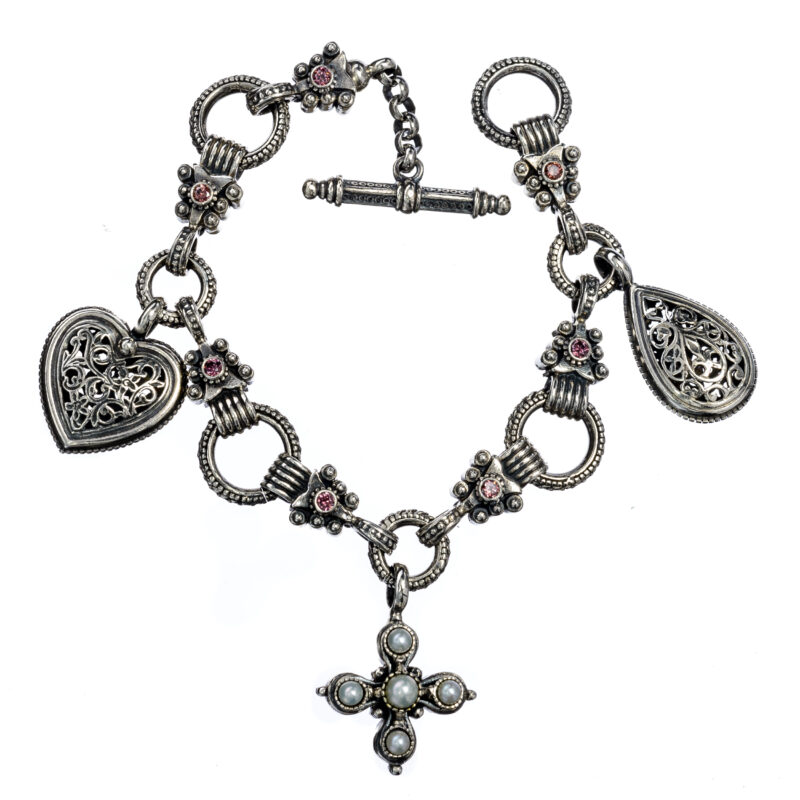 Gerochristo sterling silver Byzantine charm bracelet.