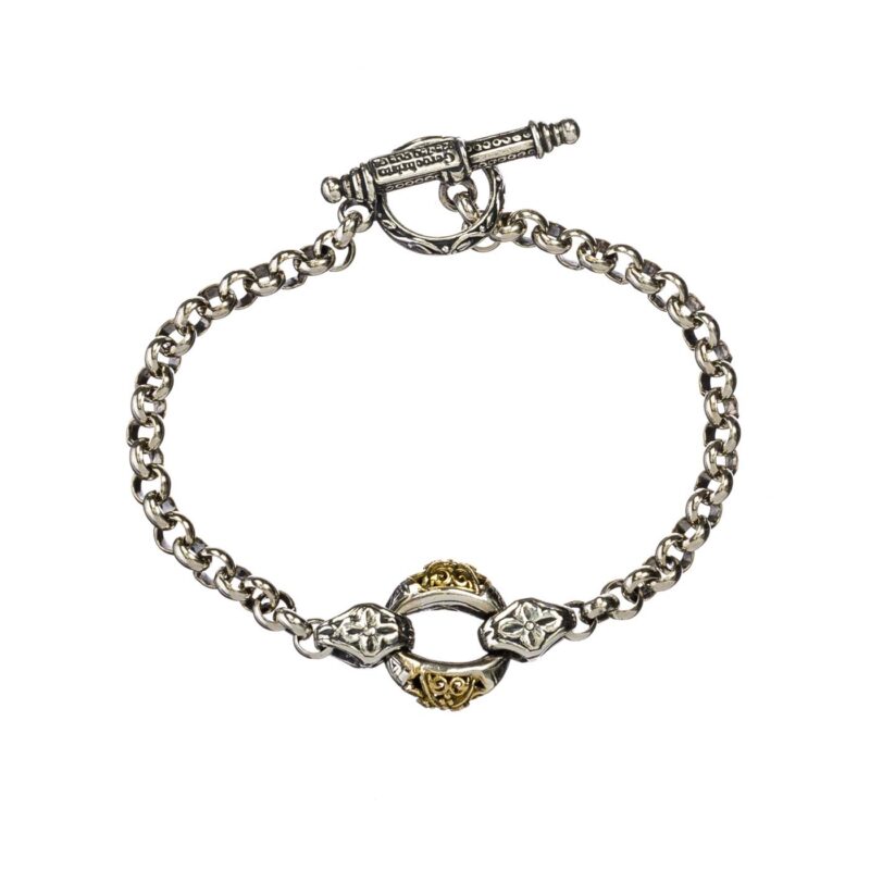 Gerochristo solid gold and sterling silver Byzantine link bracelet