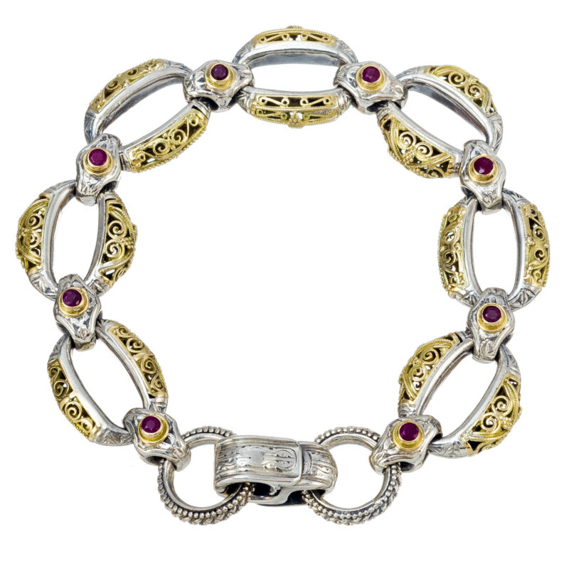 Gerochristo solid gold and sterling silver Byzantine link bracelet