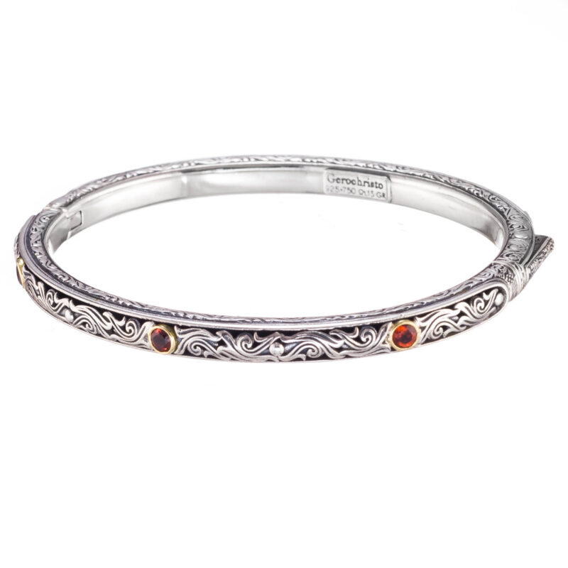 Gerochristo solid gold & sterling silver Byzantine bangle bracelet