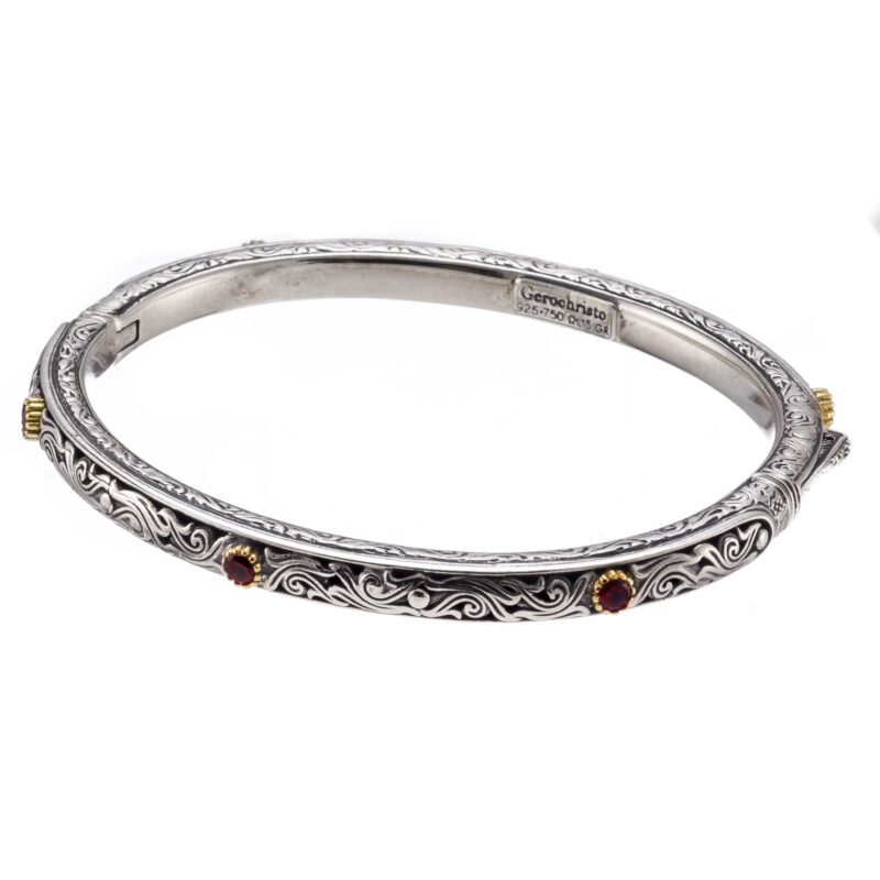 Gerochristo solid gold & sterling silver Byzantine  bangle bracelet