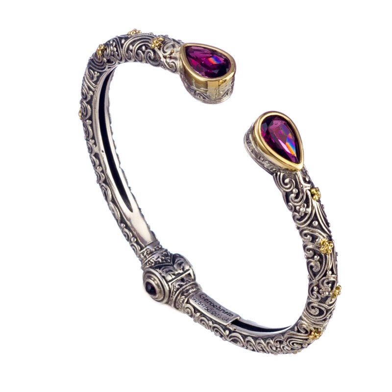 Gerochristo solid gold & sterling silver Byzantine cuff bracelet - Image 2