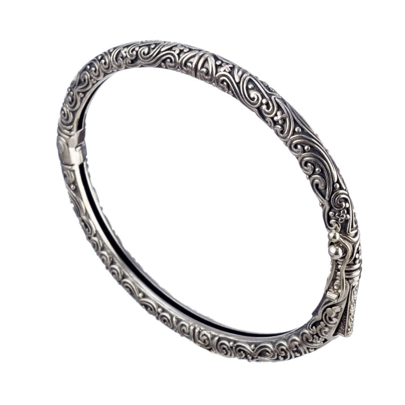 Gerochristo sterling silver Byzantine bangle bracelet. - Image 2