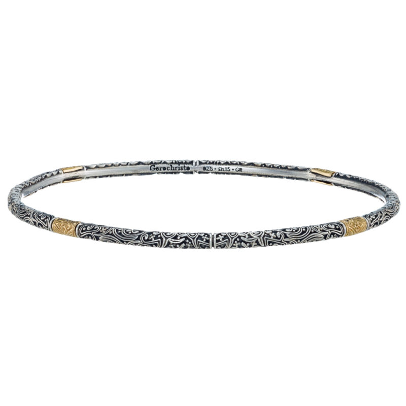 Gerochristo bangle bracelet in solid gold and sterling silver