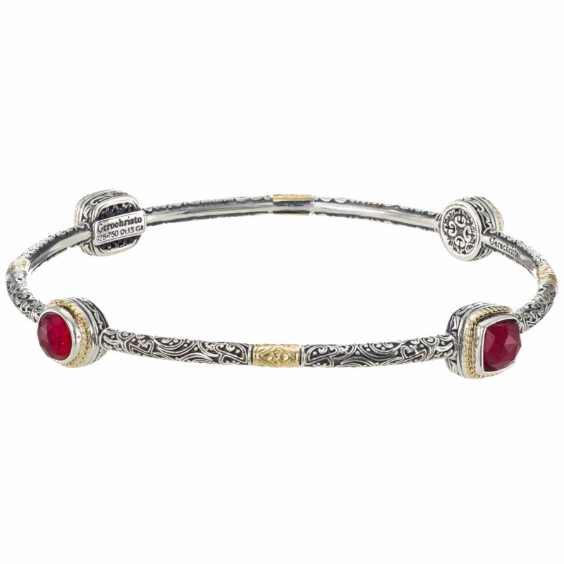 Gerochristo bangle bracelet in sterling silver with doublet stones
