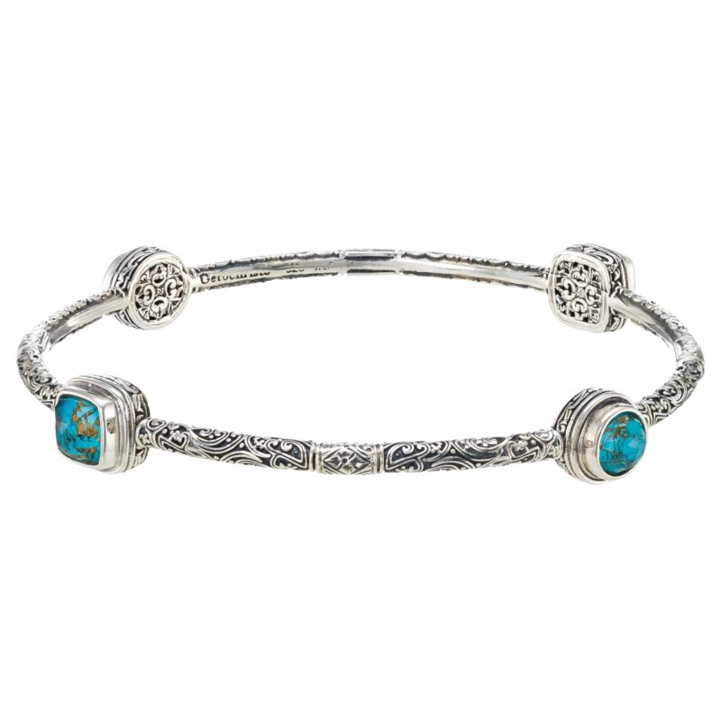 Gerochristo bangle bracelet in sterling silver with doublet stones