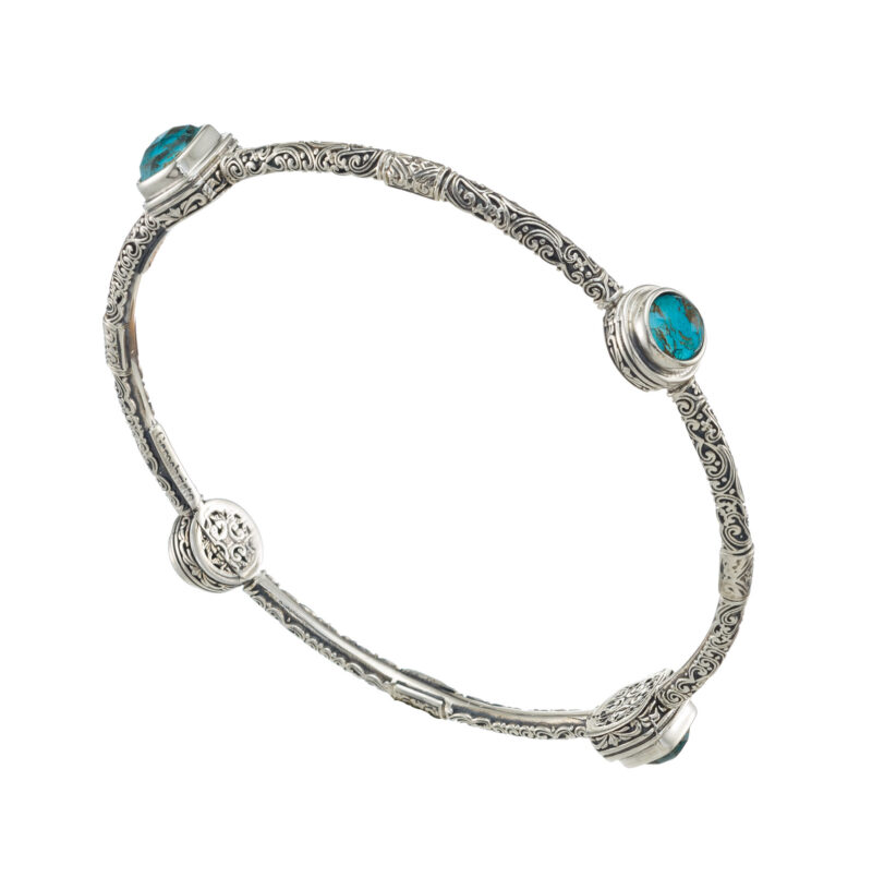 Gerochristo bangle bracelet in sterling silver with doublet stones - Image 2