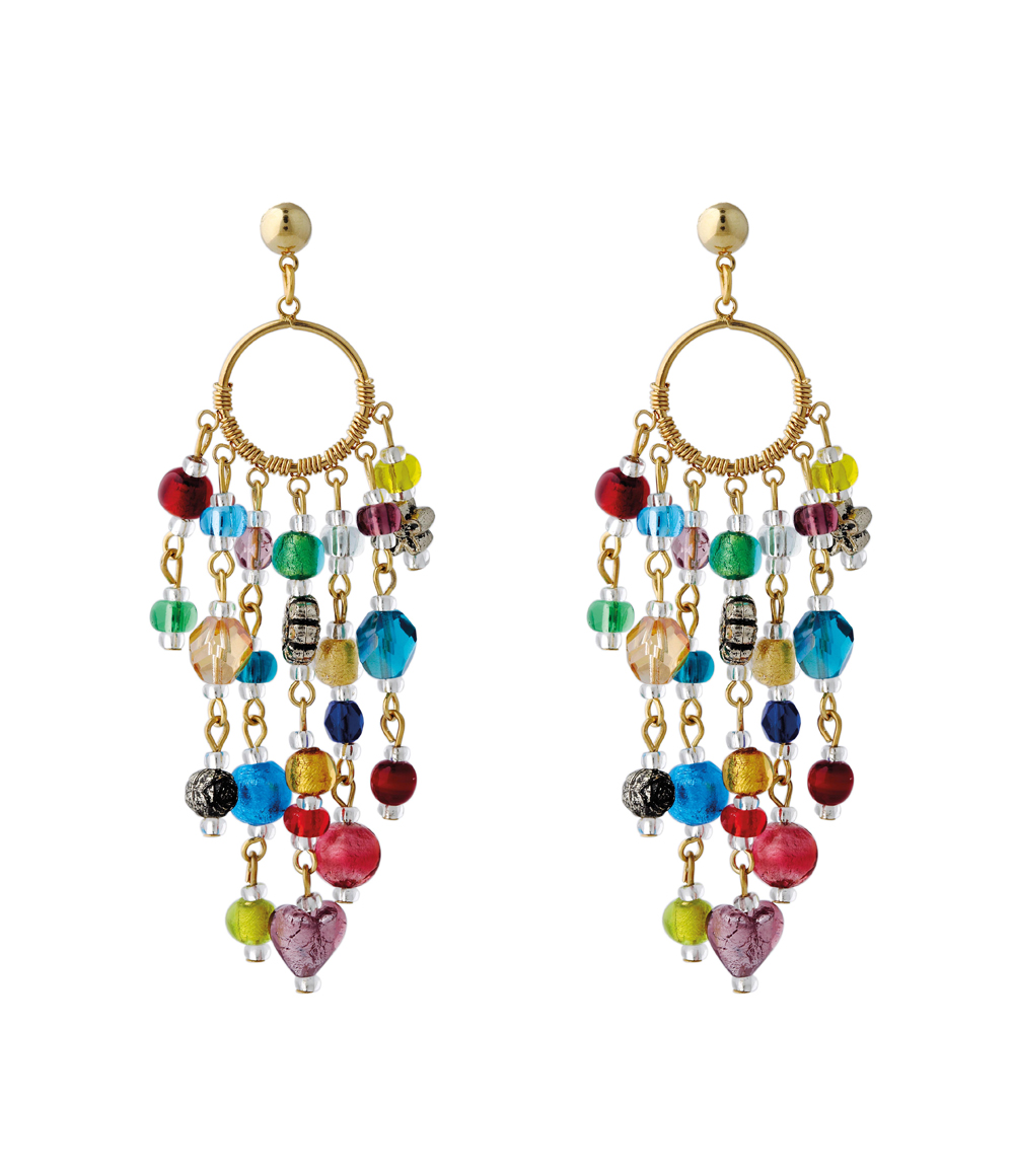 Antica Murrina Mutlicolored Green Murano Glass Earrings Dangle Cluster |  Glass earrings, Murano glass earrings, Glass bead necklace