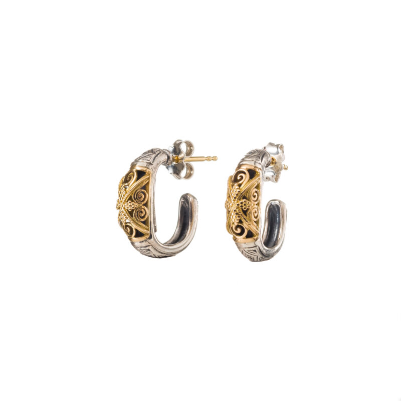 Solid gold and sterling silver Gerochristo half hoop earrings - Image 2