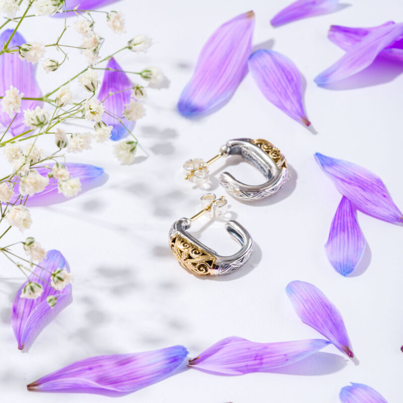 Solid gold and sterling silver Gerochristo half hoop earrings - Image 3