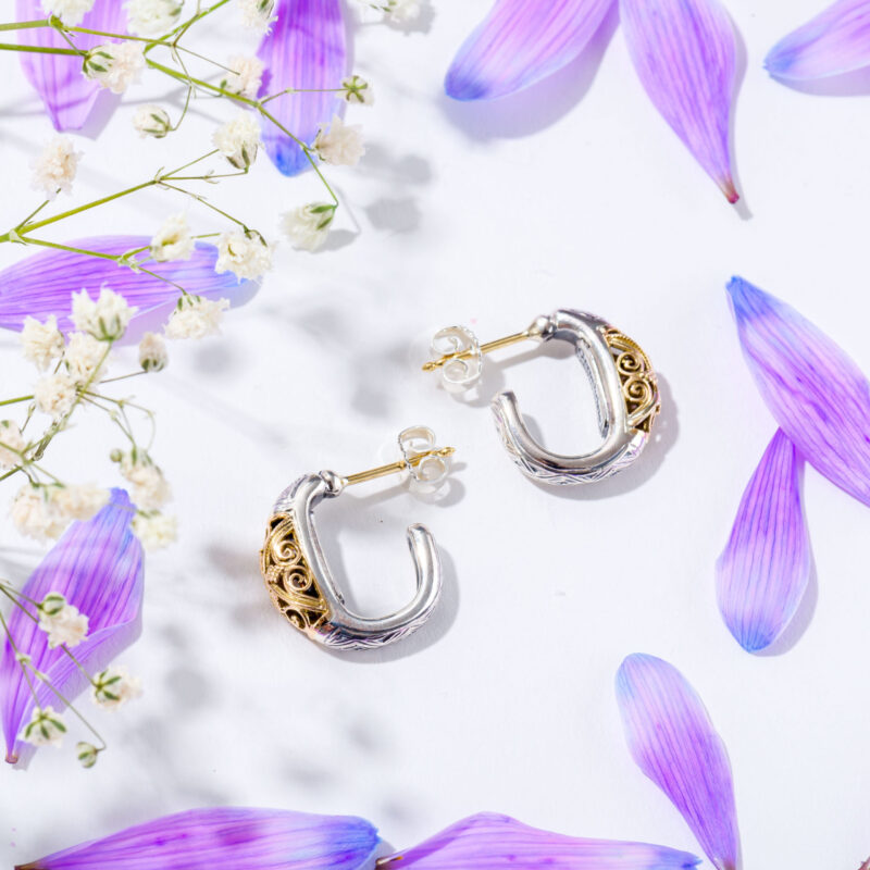 Solid gold and sterling silver Gerochristo half hoop earrings - Image 4