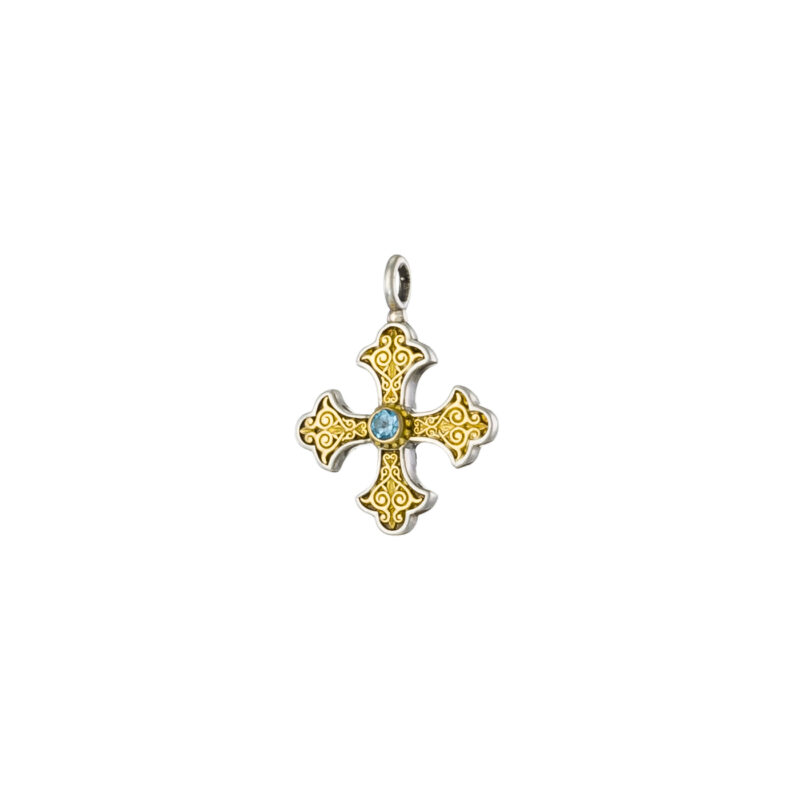 Gerochristo Byzantine Blue Topaz Cross