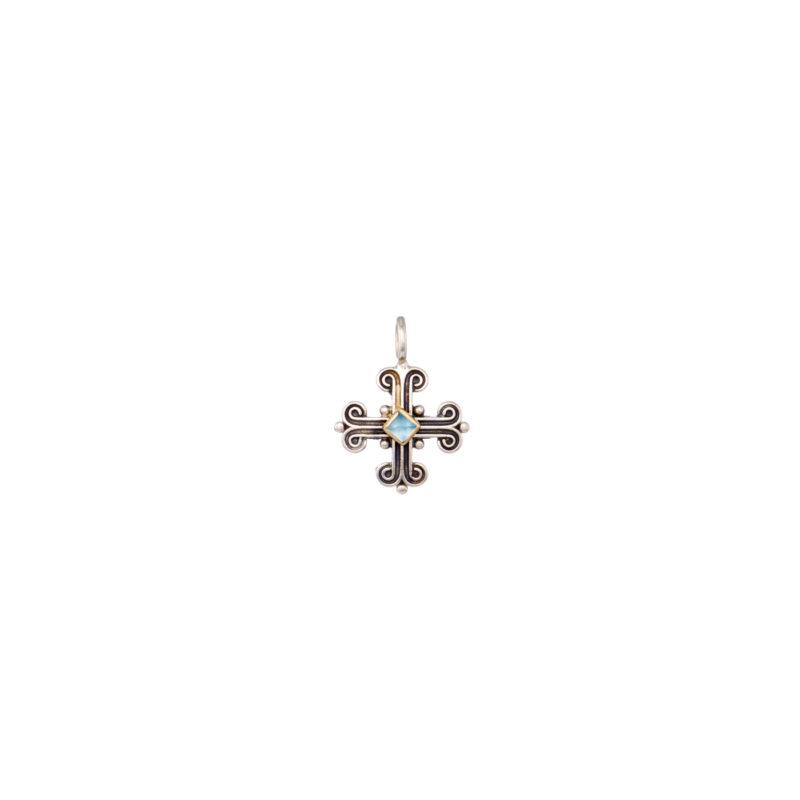 Gerochristo Byzantine cross with aquamarine - Image 3