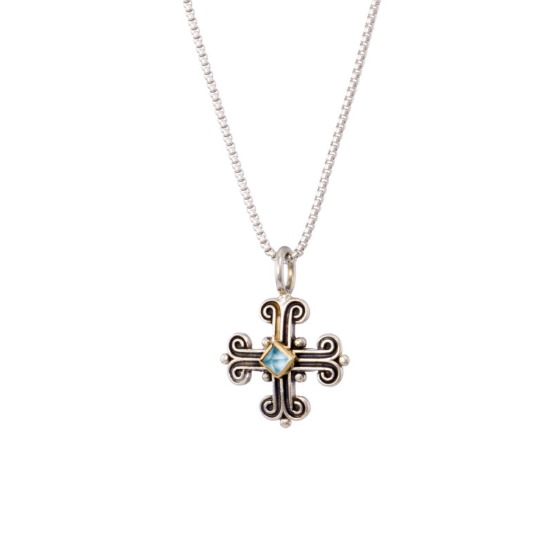 Gerochristo Byzantine cross with aquamarine
