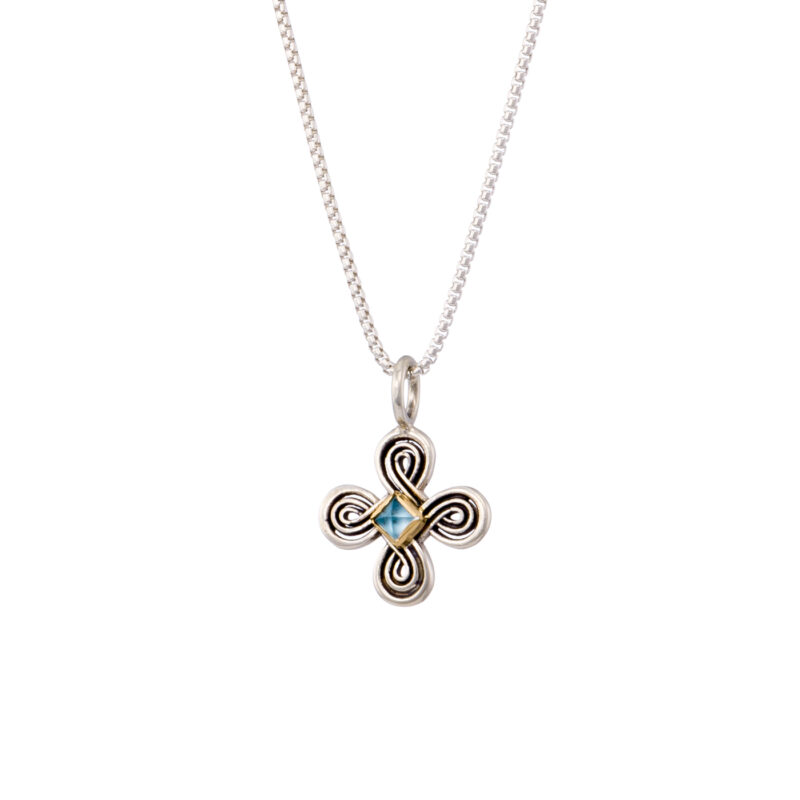 Gerochristo Byzantine cross with aquamarine